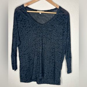 Joie Knit Top Womens Size Small Black Gray Leopard Sheer Blouse